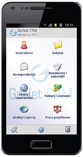 widok aplikacji gonet na smartfonie