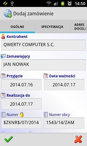 Android dodaj zamówienie