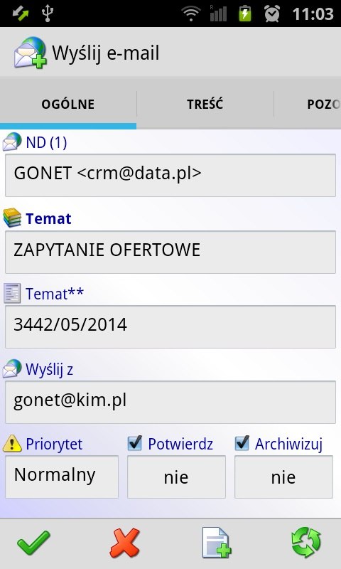 Wyślij e mail